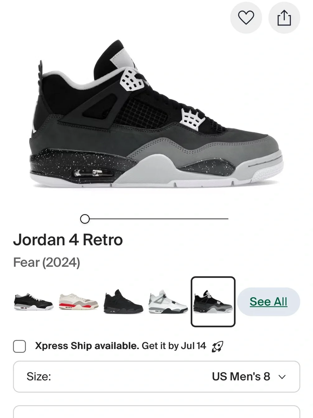 Jordan Retro 4 High-Top Sneakers in Black Grey White